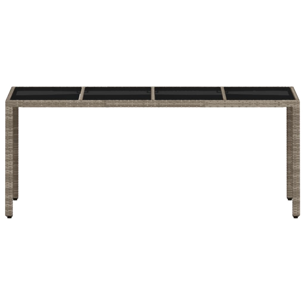 havebord med glastop 190x90x75 cm polyrattan lysegrå