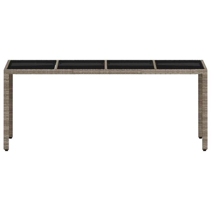havebord med glastop 190x90x75 cm polyrattan lysegrå