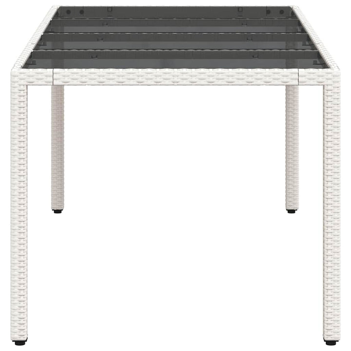 havebord med glastop 190x90x75 cm polyrattan hvid