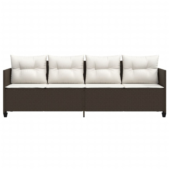 loungesofa med hynder polyrattan brun