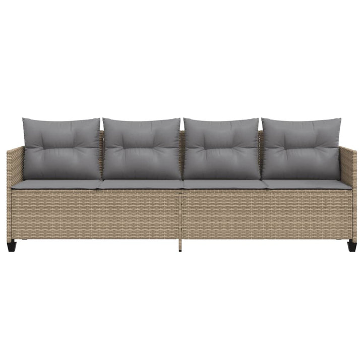 loungesofa med hynder polyrattan beige