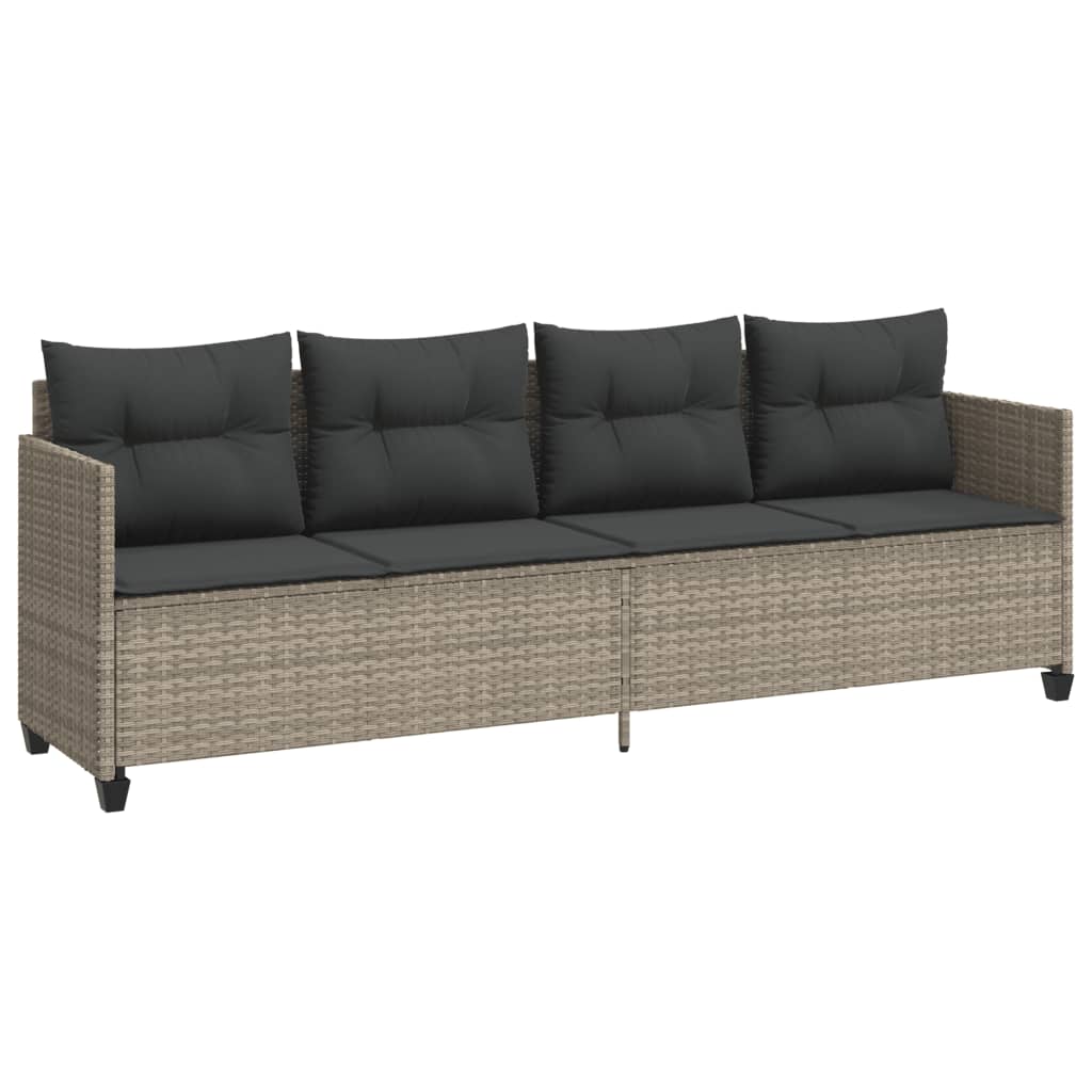 loungesofa med hynder polyrattan lysegrå