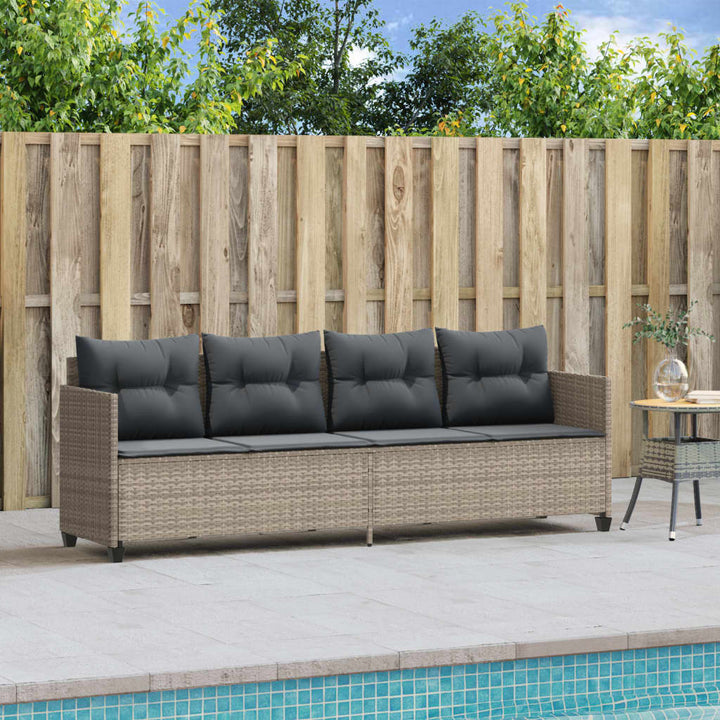 loungesofa med hynder polyrattan lysegrå