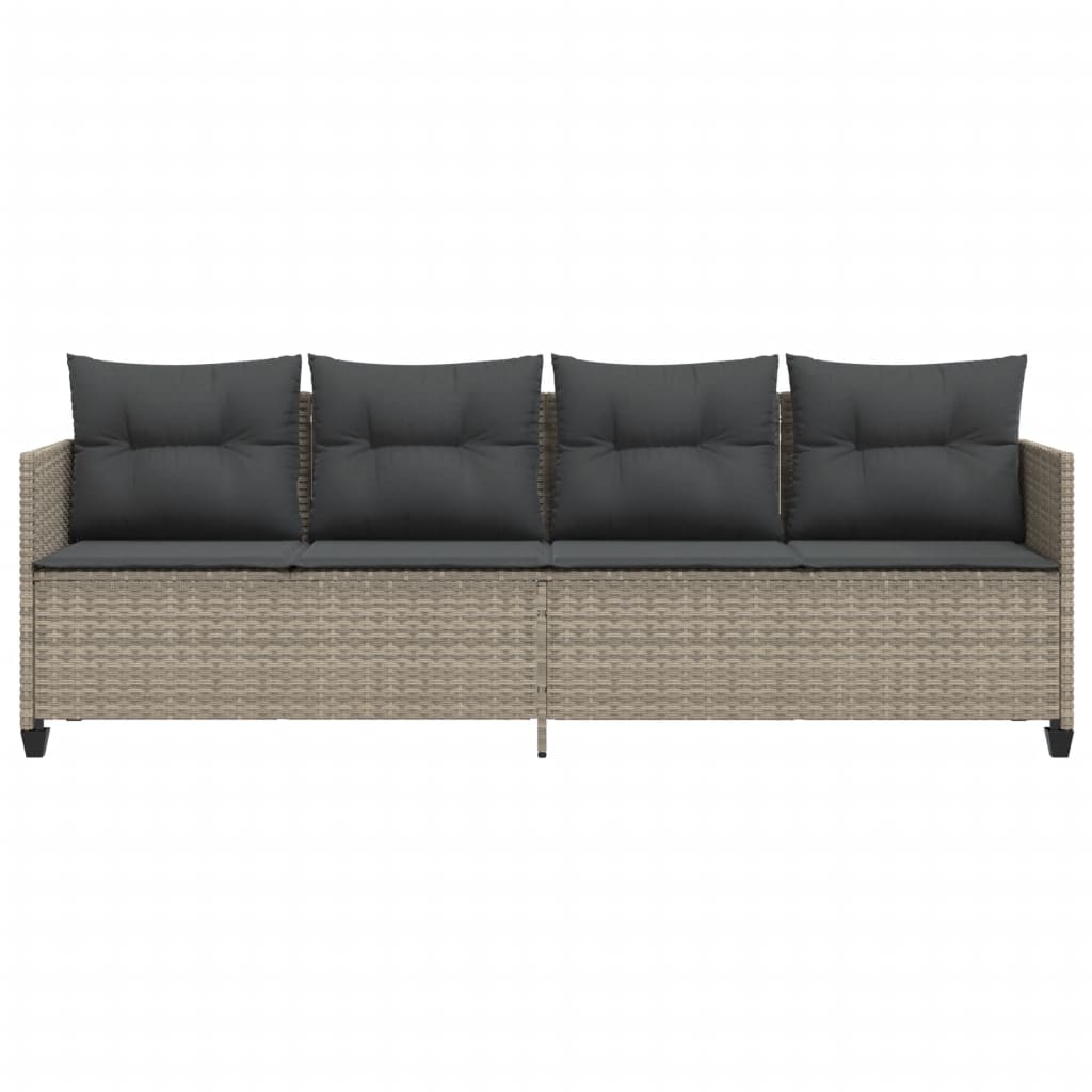 loungesofa med hynder polyrattan lysegrå