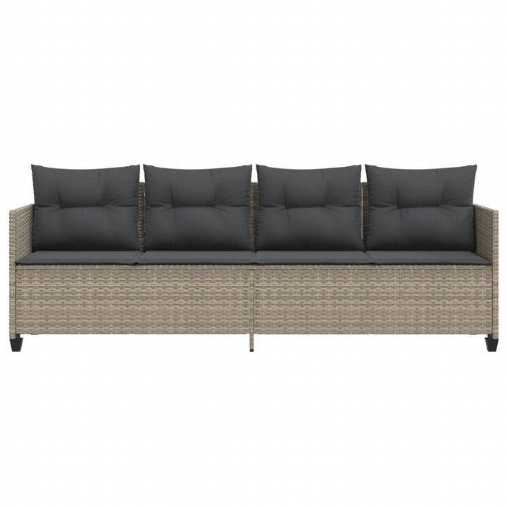 loungesofa med hynder polyrattan lysegrå