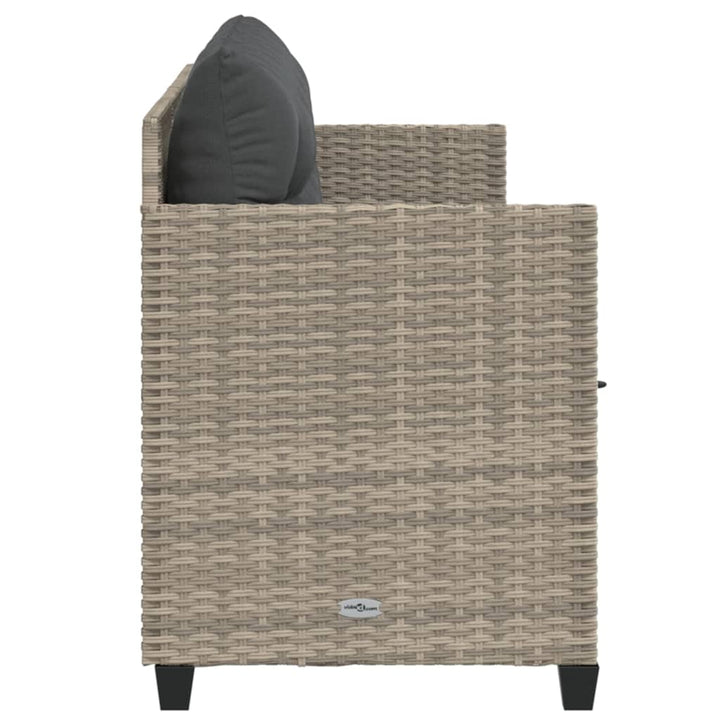 loungesofa med hynder polyrattan lysegrå