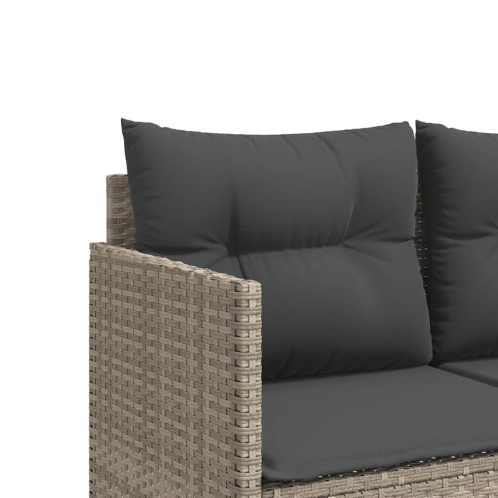 loungesofa med hynder polyrattan lysegrå