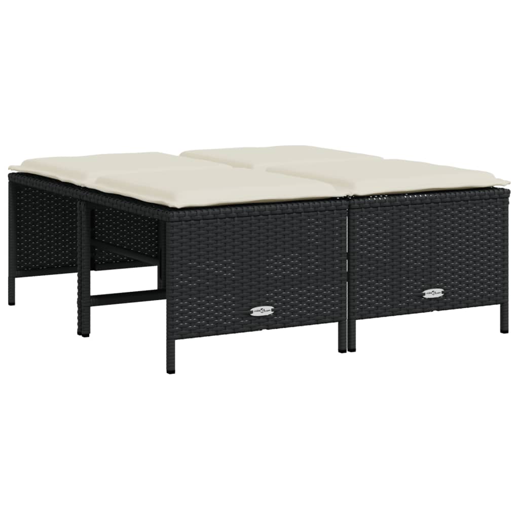 haveskamler 4 stk. med hynder polyrattan sort