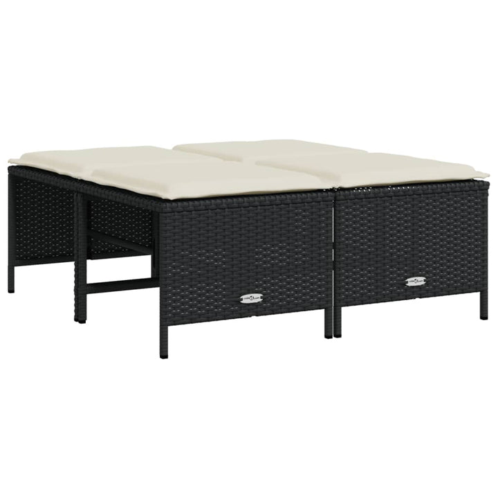 haveskamler 4 stk. med hynder polyrattan sort