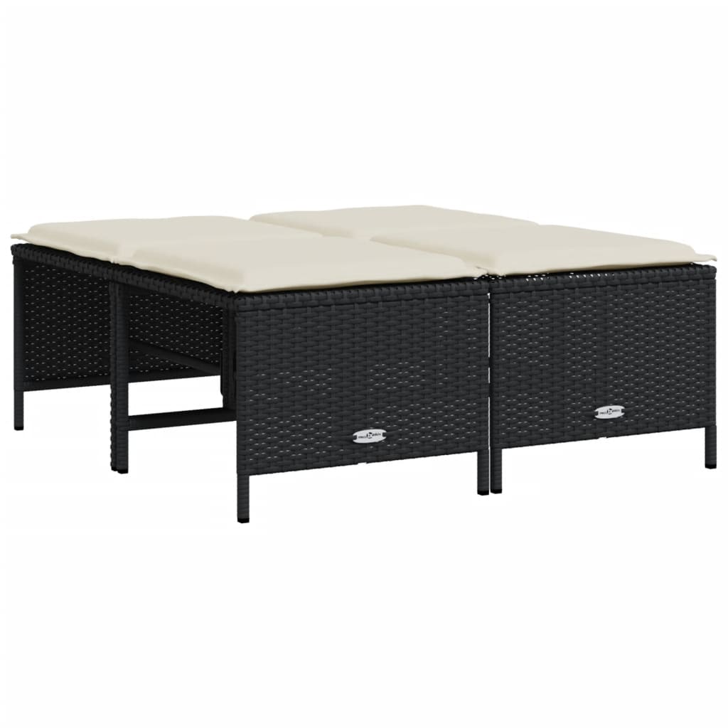 haveskamler 4 stk. med hynder polyrattan sort