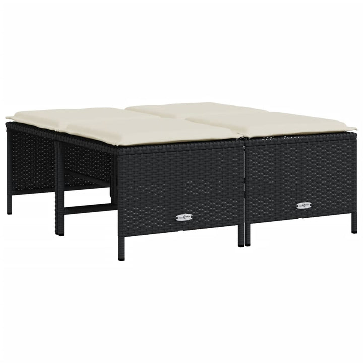 haveskamler 4 stk. med hynder polyrattan sort