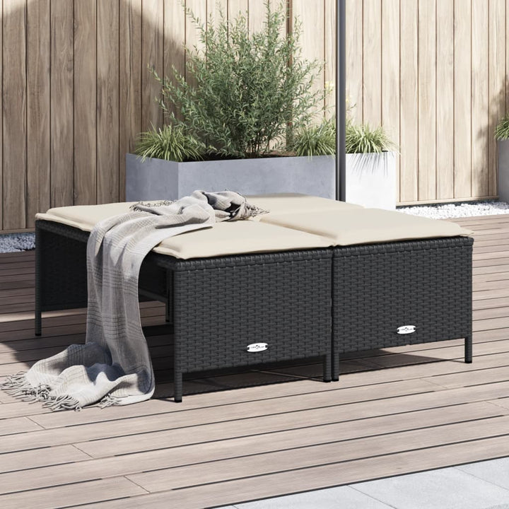 haveskamler 4 stk. med hynder polyrattan sort