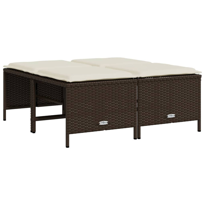 haveskamler 4 stk. med hynder polyrattan brun