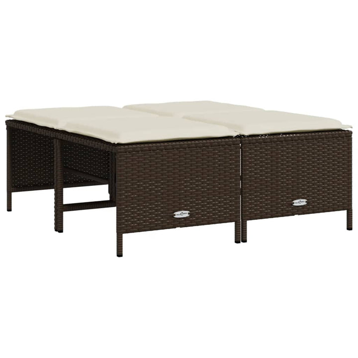 haveskamler 4 stk. med hynder polyrattan brun