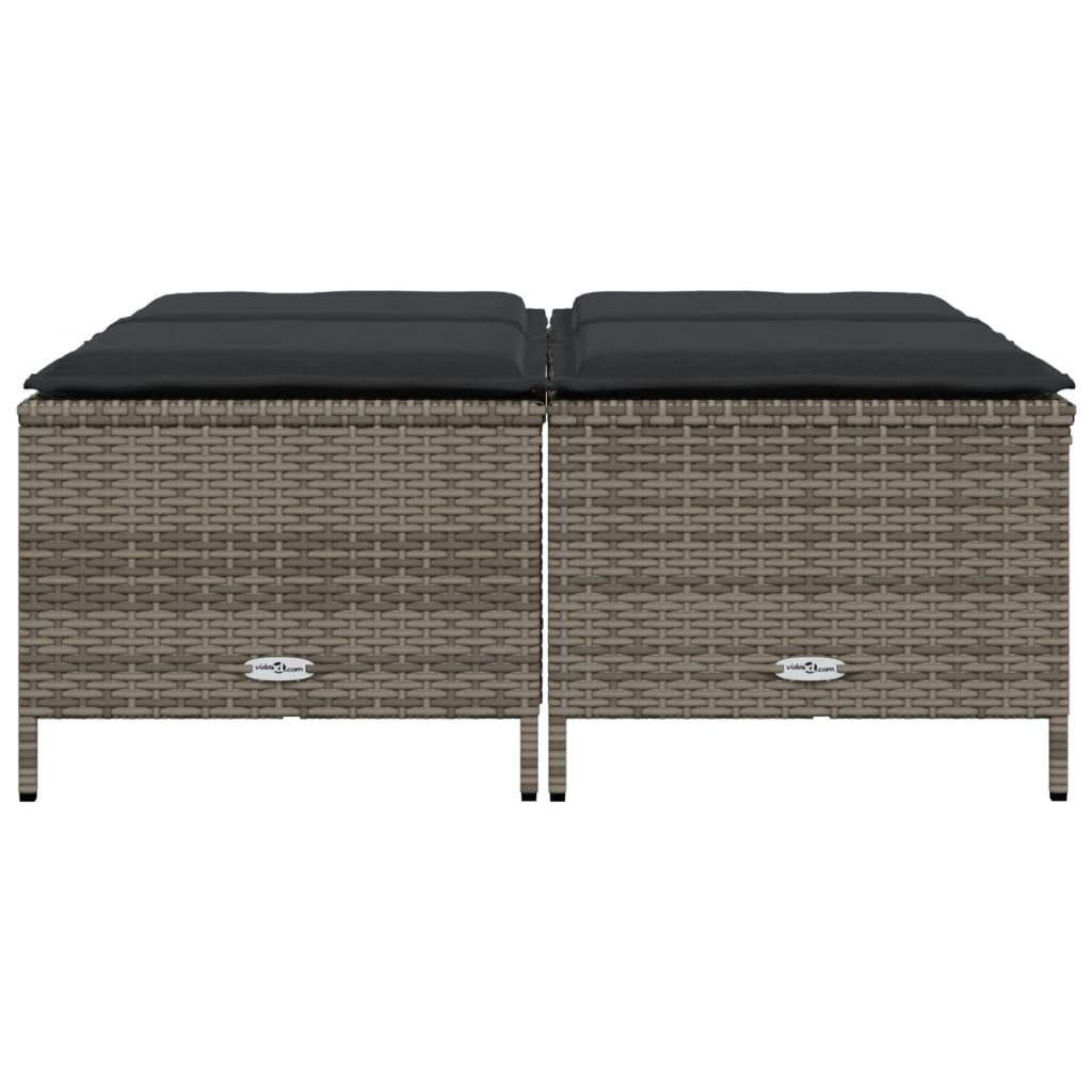 haveskamler 4 stk. med hynder polyrattan grå