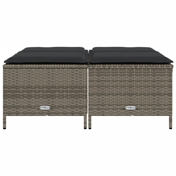 haveskamler 4 stk. med hynder polyrattan grå