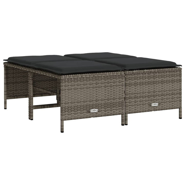 haveskamler 4 stk. med hynder polyrattan grå