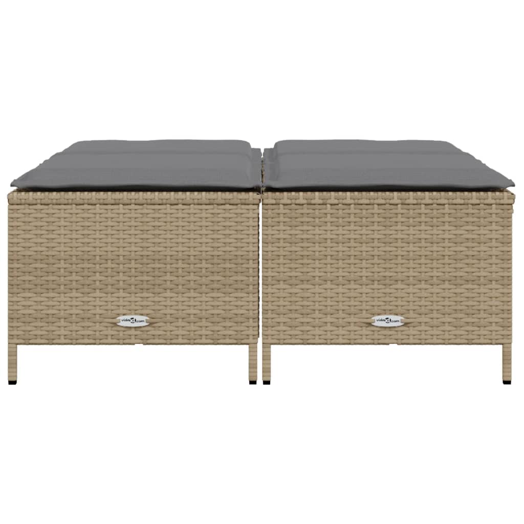 haveskamler 4 stk. med hynder polyrattan beige