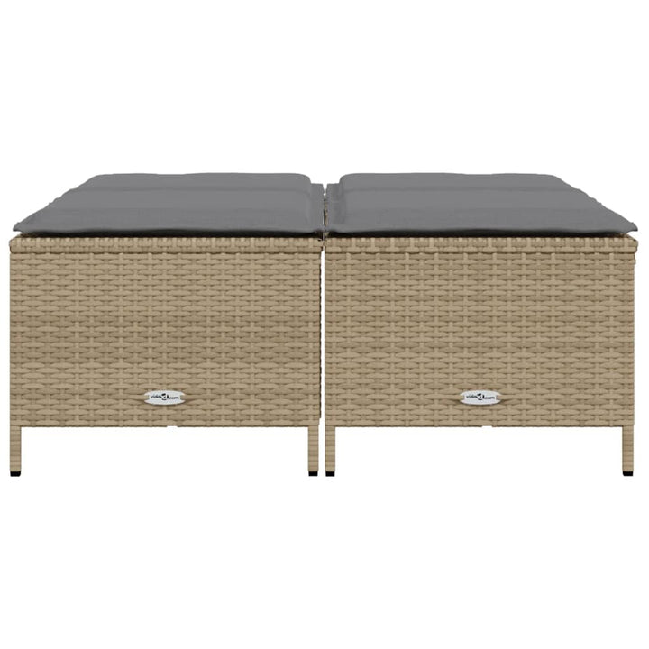 haveskamler 4 stk. med hynder polyrattan beige