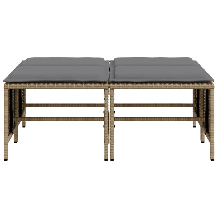 haveskamler 4 stk. med hynder polyrattan beige