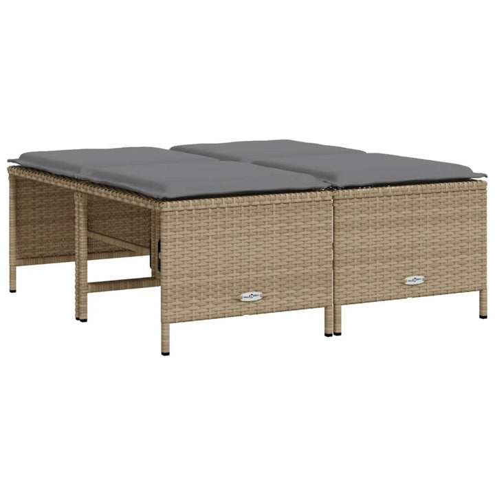 haveskamler 4 stk. med hynder polyrattan beige