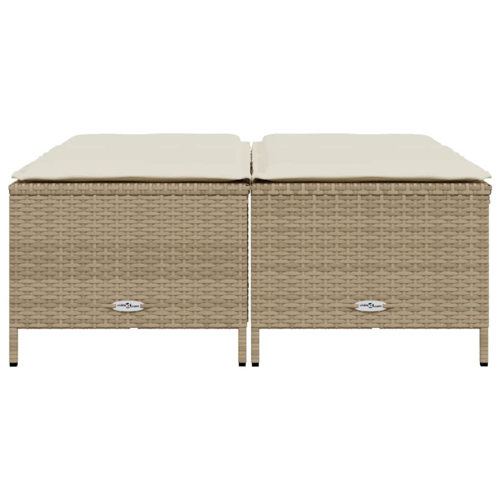 haveskamler 4 stk. med hynder polyrattan beige