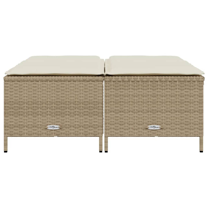 haveskamler 4 stk. med hynder polyrattan beige