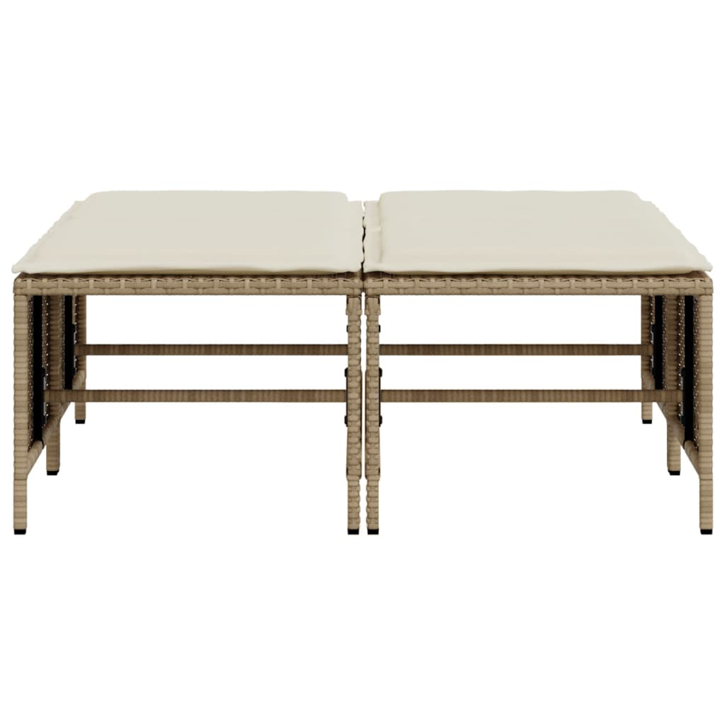 haveskamler 4 stk. med hynder polyrattan beige