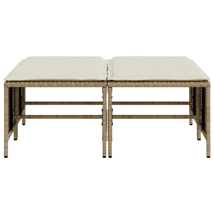 haveskamler 4 stk. med hynder polyrattan beige