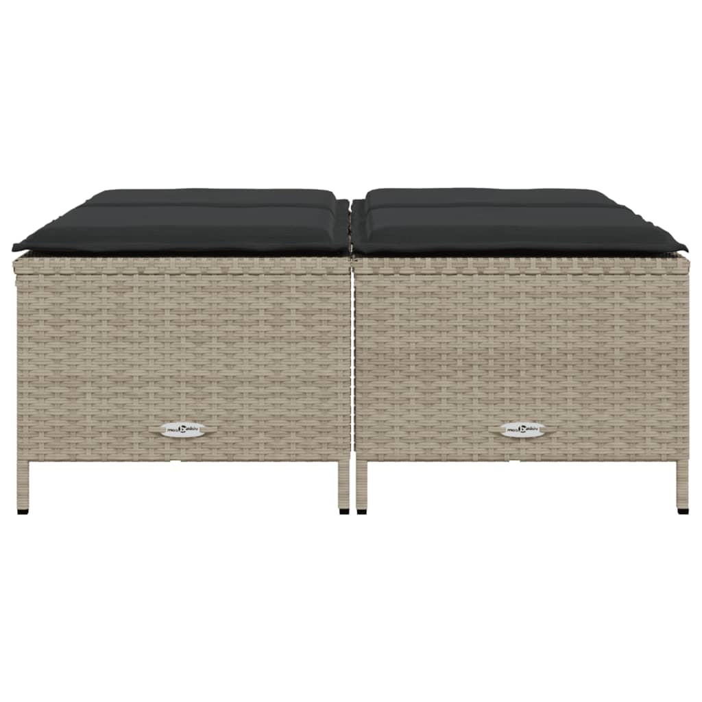 haveskamler 4 stk. med hynder polyrattan lysegrå