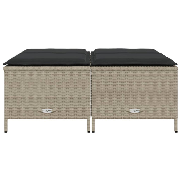 haveskamler 4 stk. med hynder polyrattan lysegrå