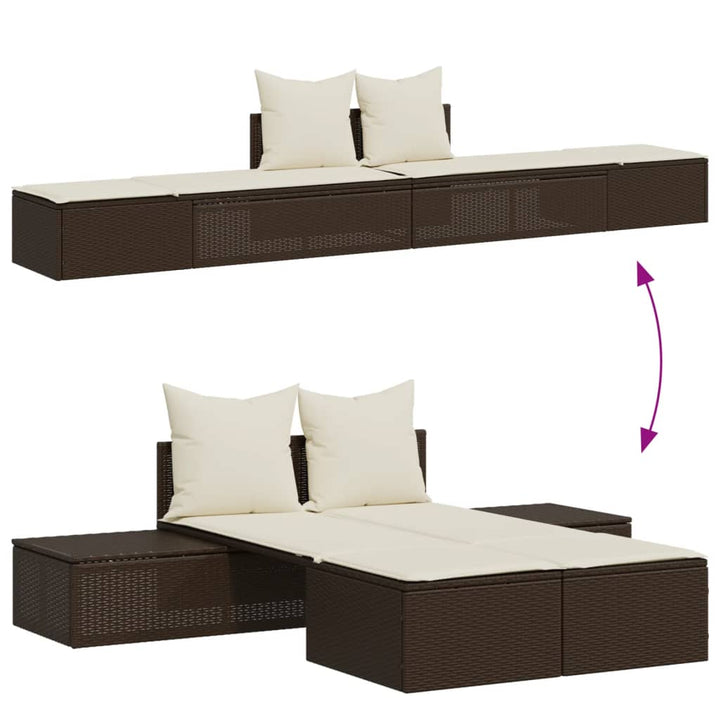 solseng med hynder polyrattan brun