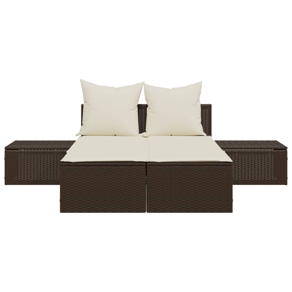 solseng med hynder polyrattan brun