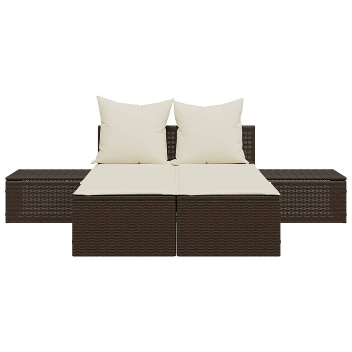 solseng med hynder polyrattan brun