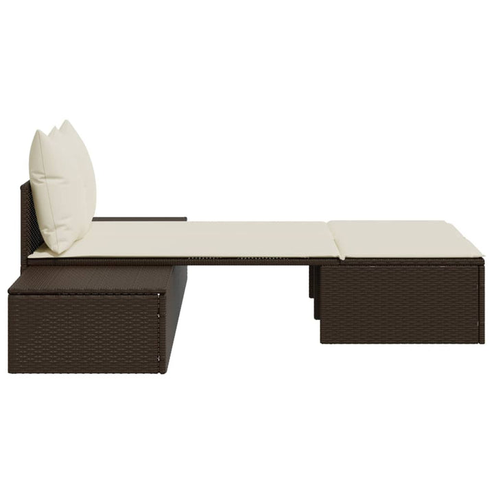 solseng med hynder polyrattan brun