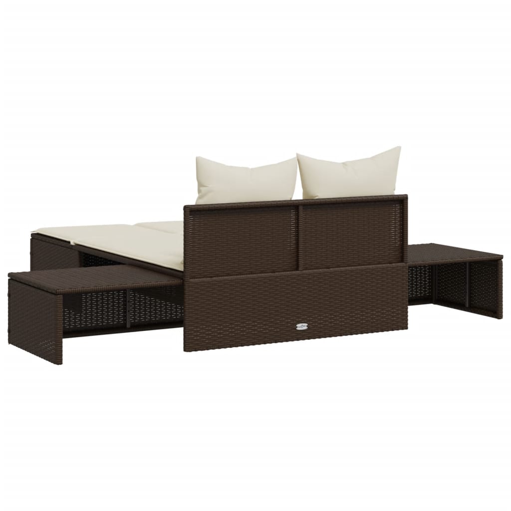 solseng med hynder polyrattan brun