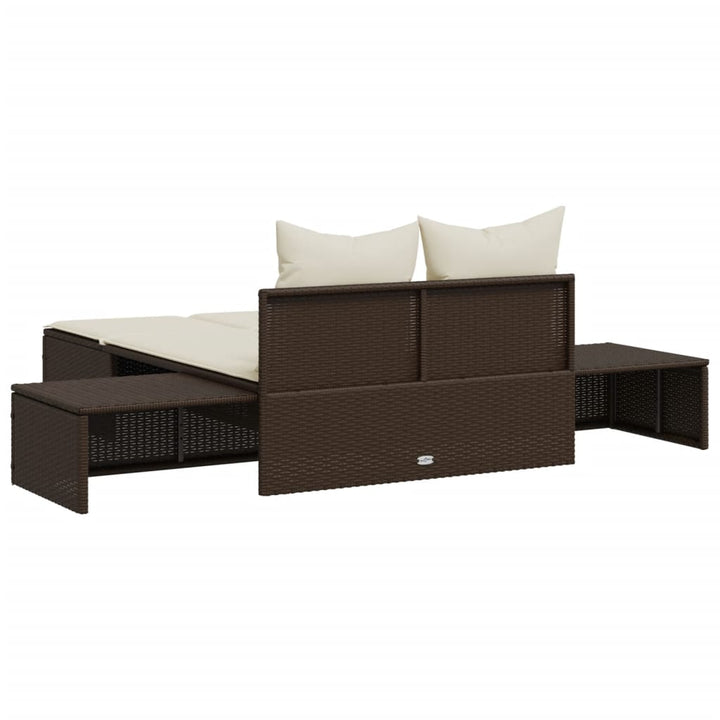 solseng med hynder polyrattan brun