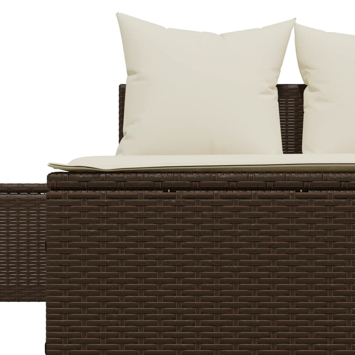 solseng med hynder polyrattan brun