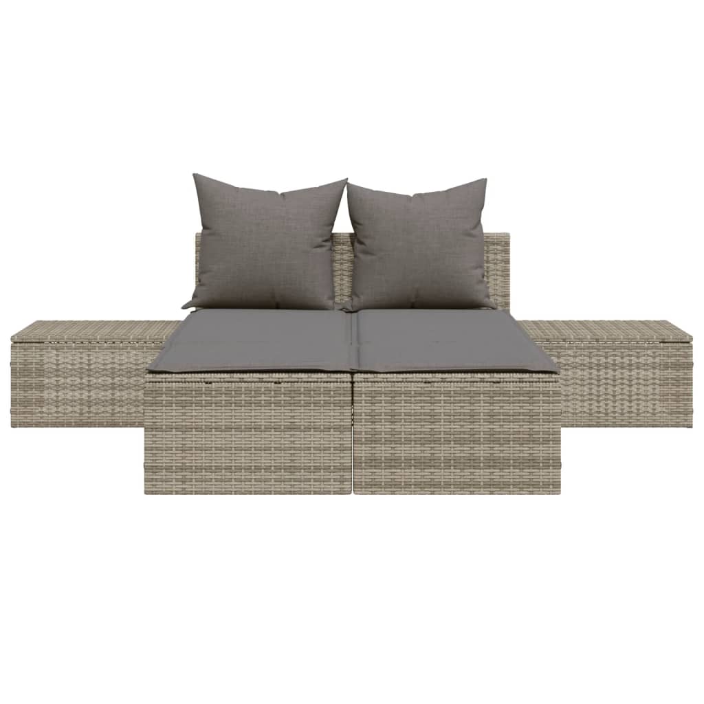 loungesofa med hynder polyrattan grå