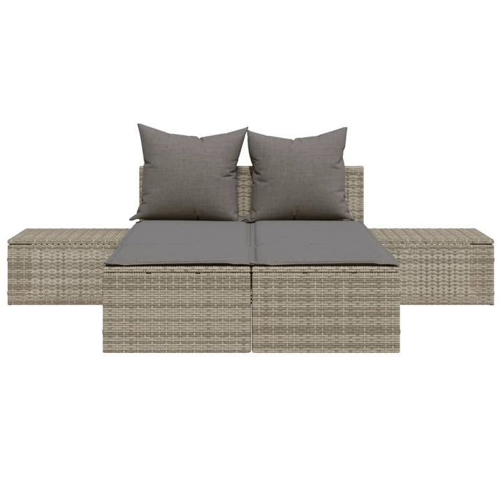 loungesofa med hynder polyrattan grå