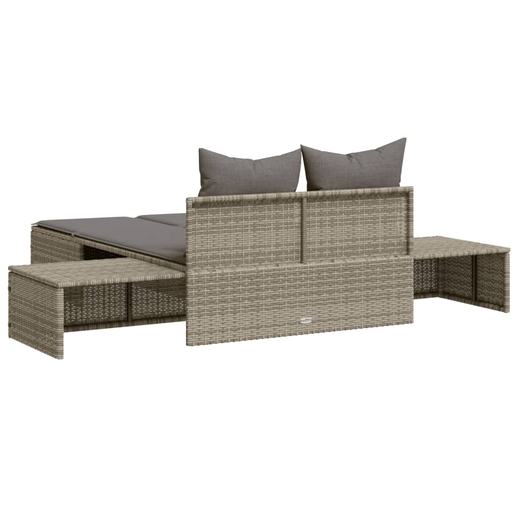 loungesofa med hynder polyrattan grå