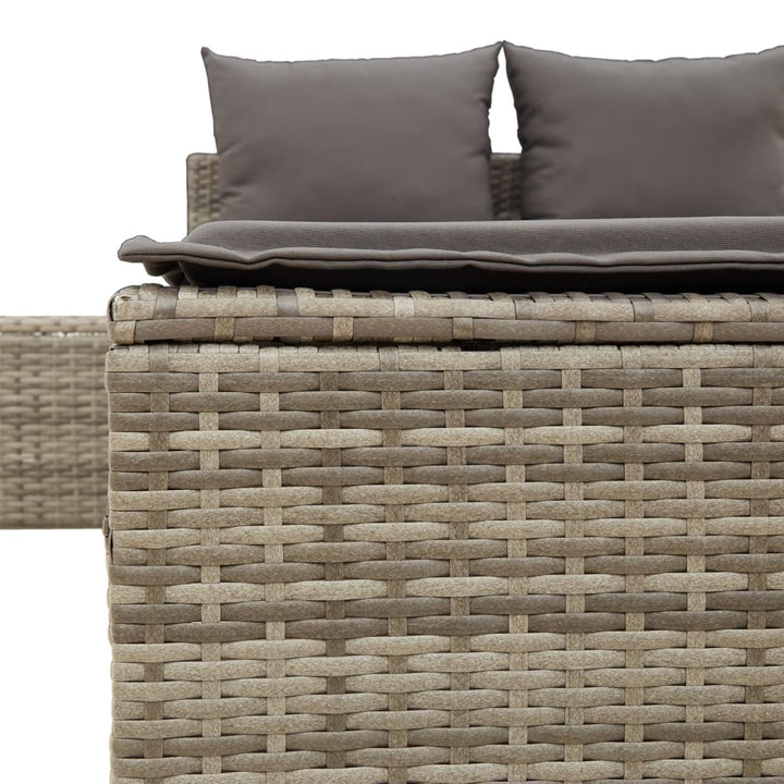 loungesofa med hynder polyrattan grå