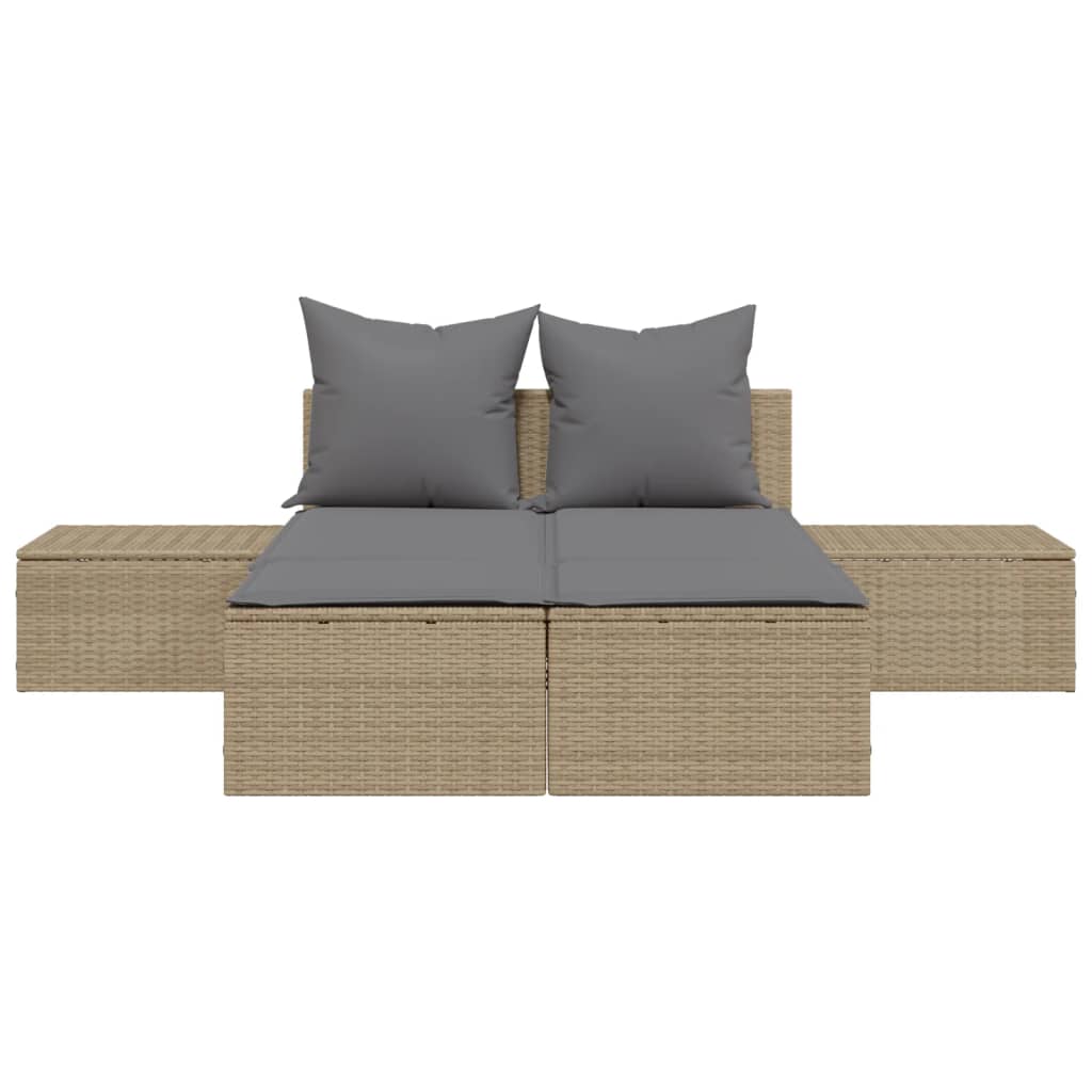 solseng med hynder polyrattan beige