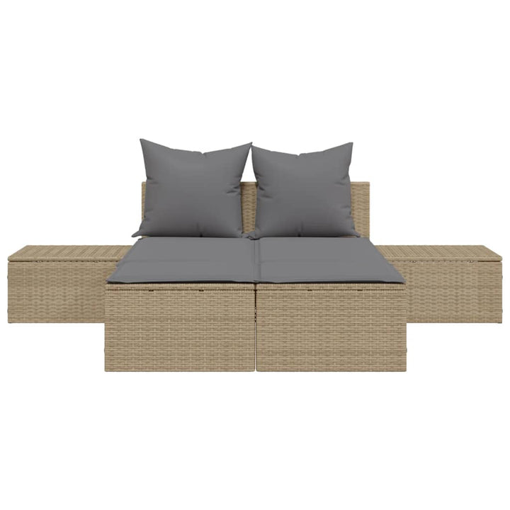 solseng med hynder polyrattan beige