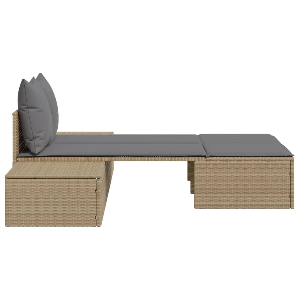 solseng med hynder polyrattan beige