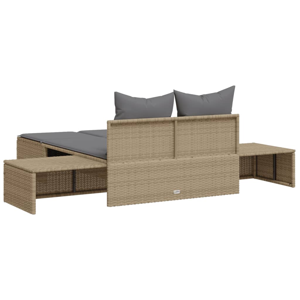 solseng med hynder polyrattan beige