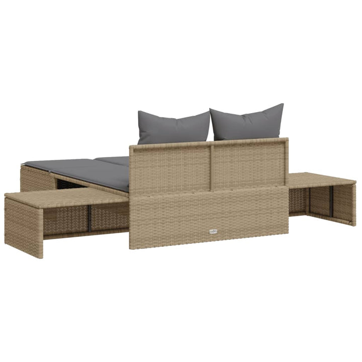 solseng med hynder polyrattan beige