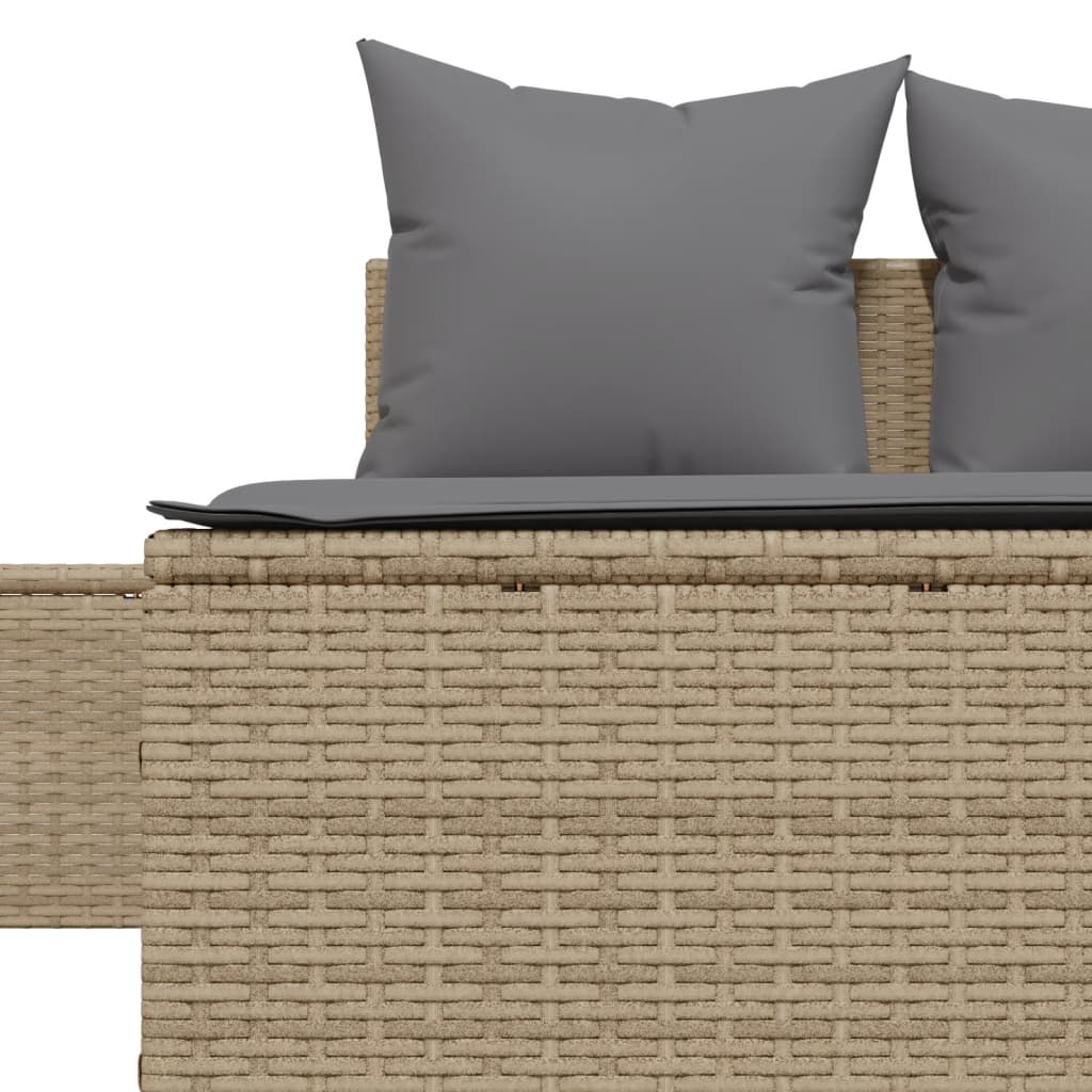 solseng med hynder polyrattan beige