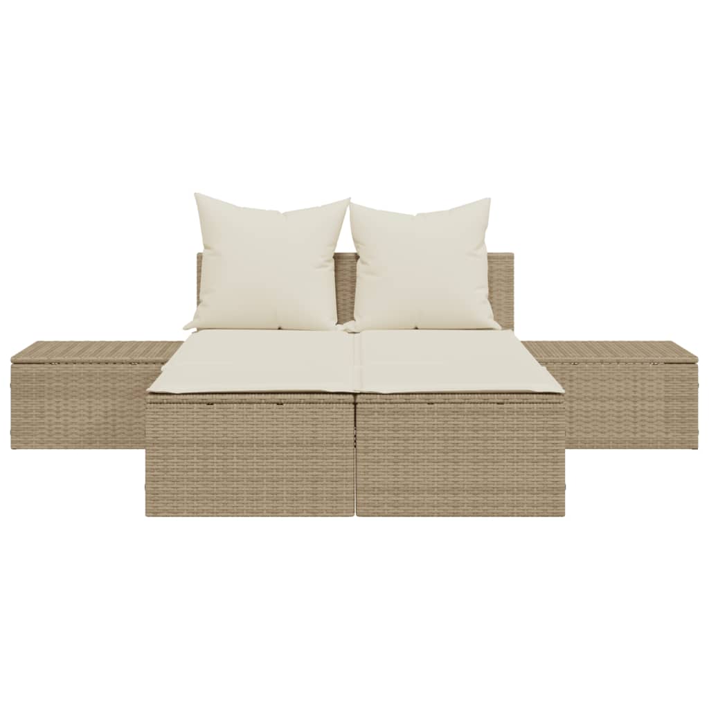 solseng med hynder polyrattan beige