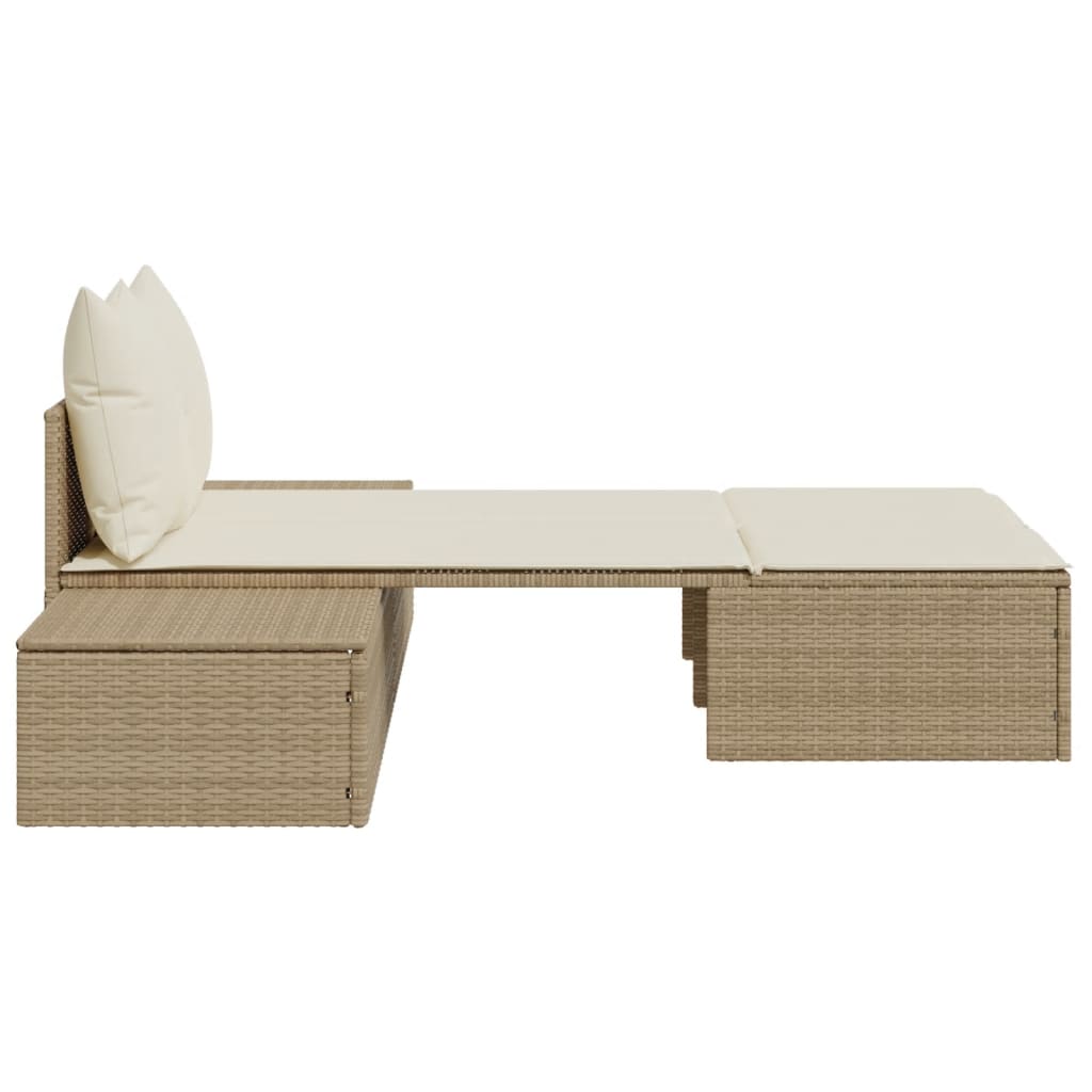 solseng med hynder polyrattan beige